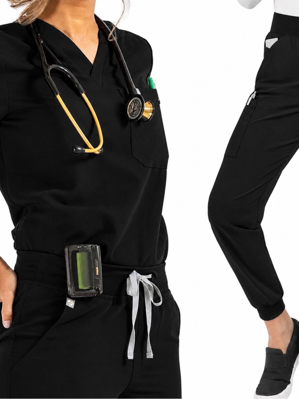 Black Medical Scrub Jogger Pants for Women - Professional Comfort